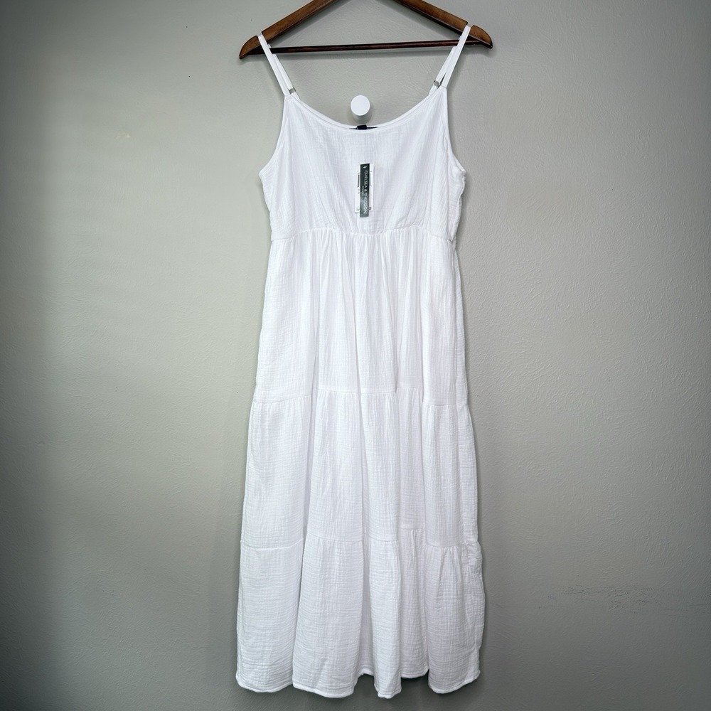 CHELSEA & THEODORE M Dress Gauzy Tiered Maxi Cottagecore 100% Cotton Peasant NWT